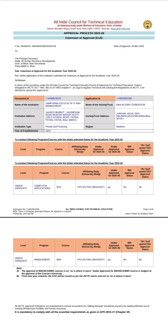 Extension of Approval (EOA)