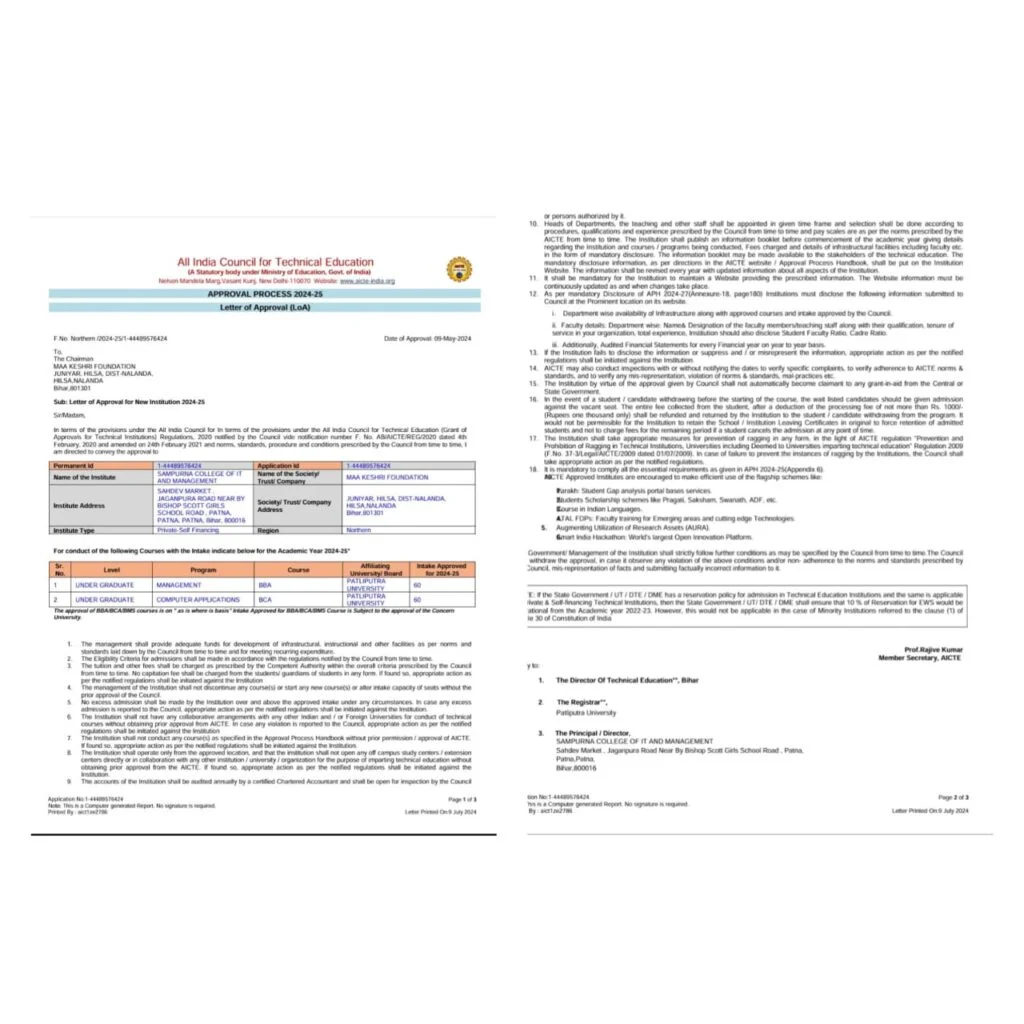 Letter of Approval (LOA)